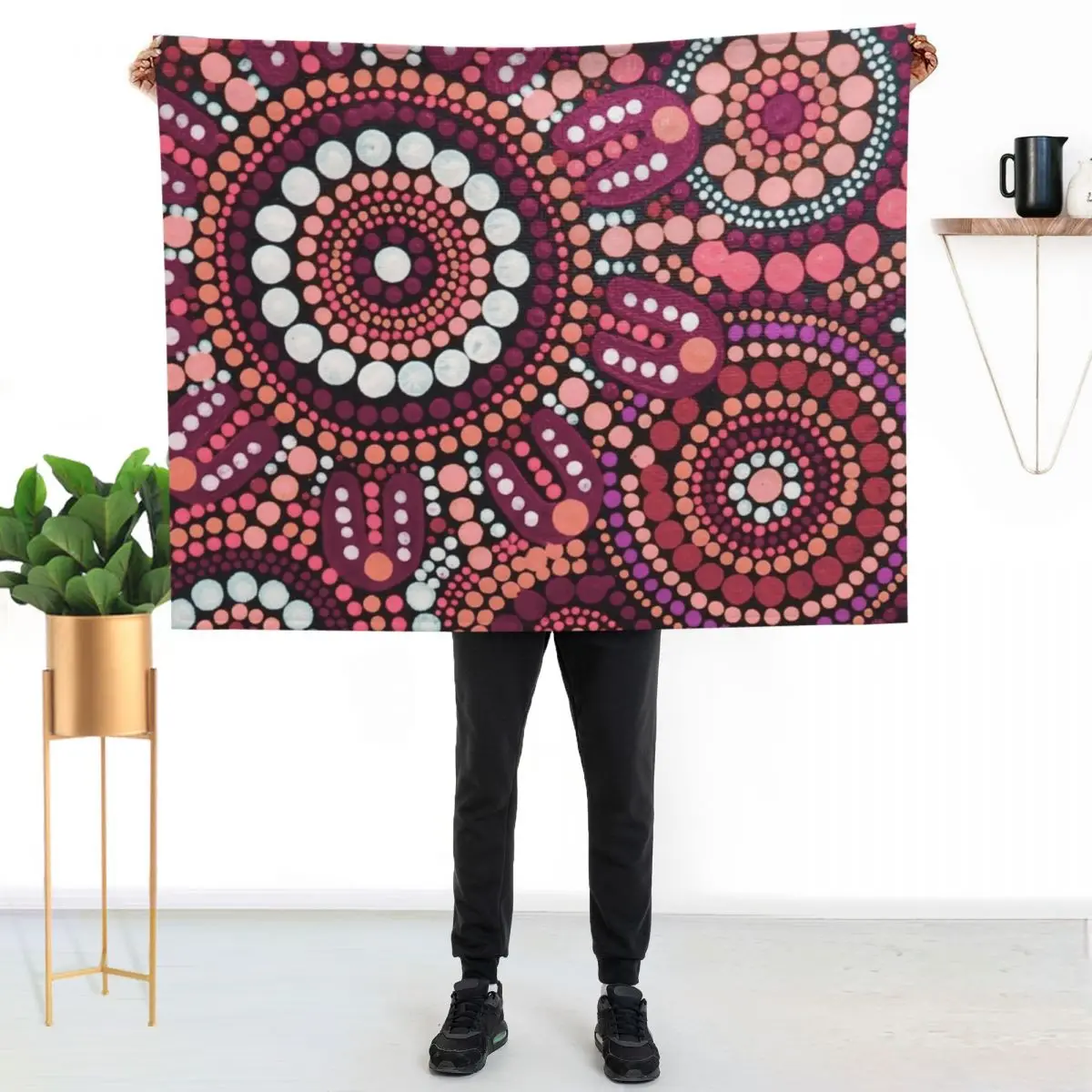 Australian Aboriginal Rose Colour Pattern Family Gathering Throw Blanket Bed Fashionable Thermal Stuffeds Blankets