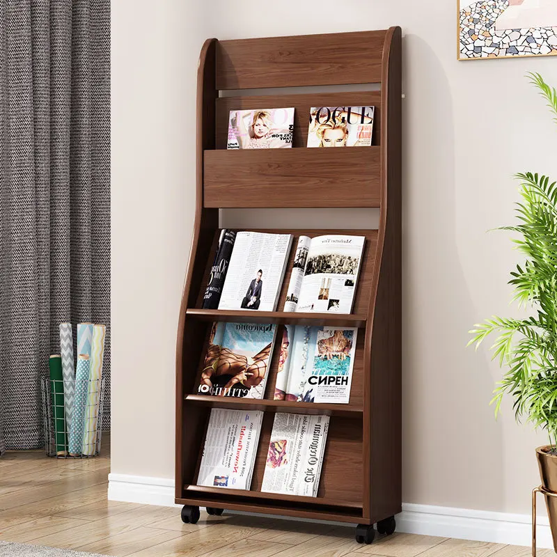 Wooden magazine storage rack, information rack,  floor plan layout, newspaper and per