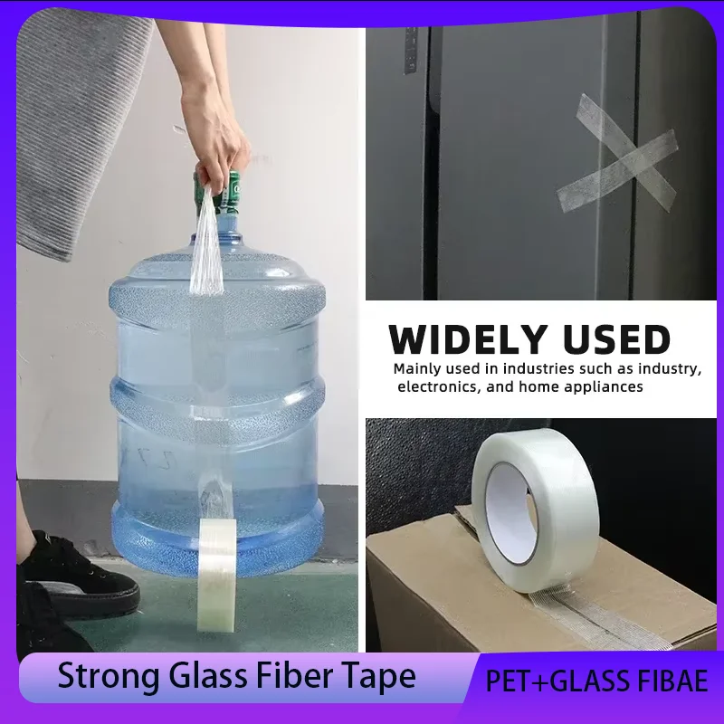 50m/Roll High-Temperature Resistant Water-Proof Strong Striped Single-Sided Glass Fiber Tape for Industrial Use