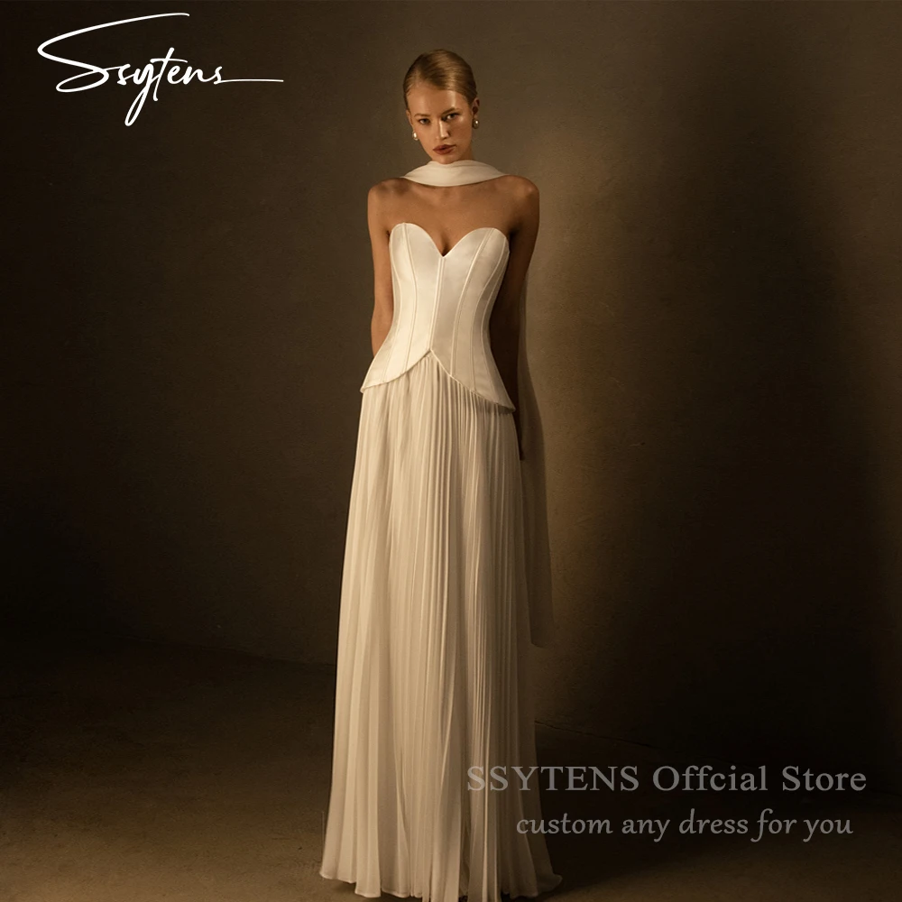 SSYTENS Elegant lvory Satin Wedding Dress Sweetheart A Line Pleats Bridal Gowns Pleat Classy Bride Dresses Vestidos Customized