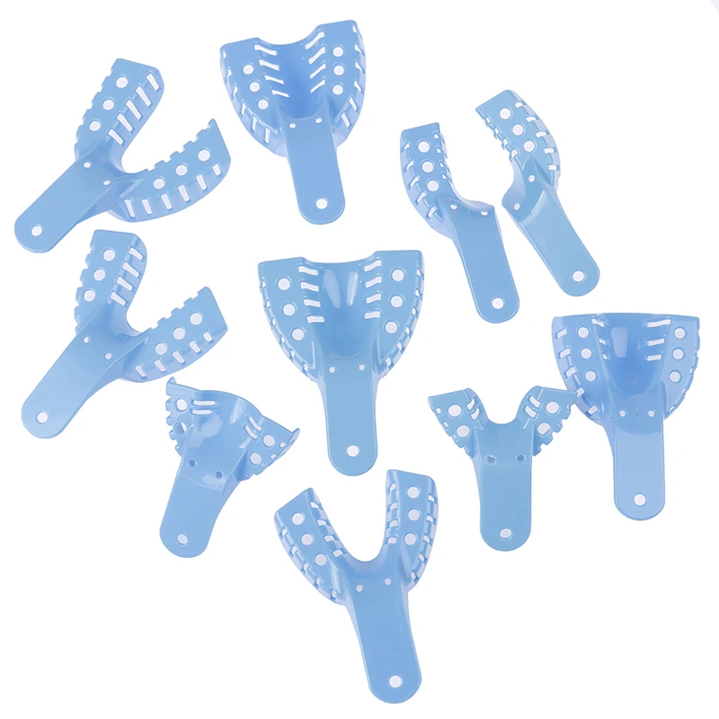 6/10/12pcs Dental Plastic Impression Trays Perforated Green Tooth Holder Durable Autoclave Teeth Tray Dentist Oral Material Tool