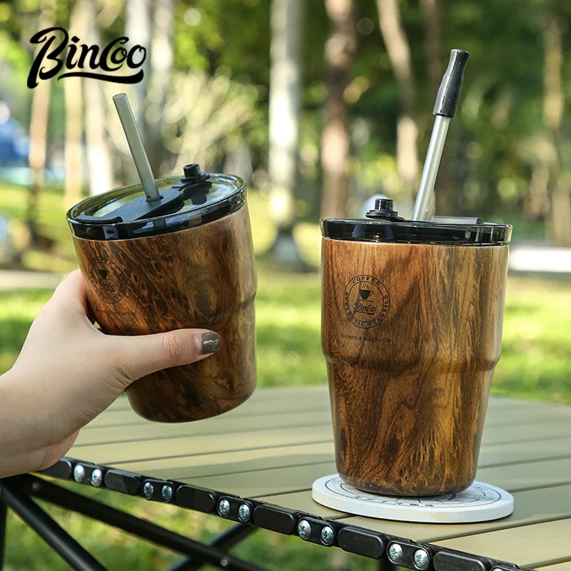 Bincoo Retro Coffee Cup Outdoor Brewing Coffee Set Ice American Drip Portable Camping Coffee Equipment Insulated Cup 480ml