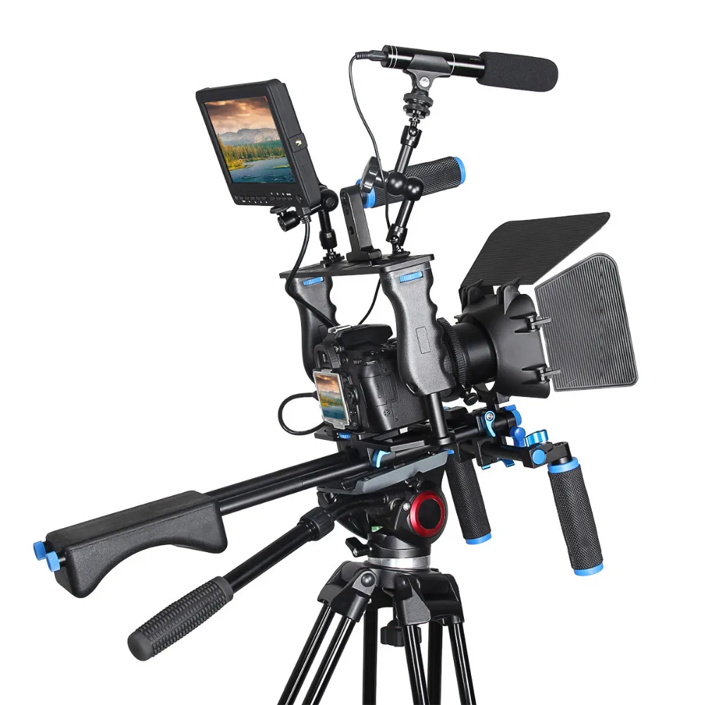 D221 professional camera cage rig kit with matte box follow focus shoulder rig for DSLR Camera Camcorder