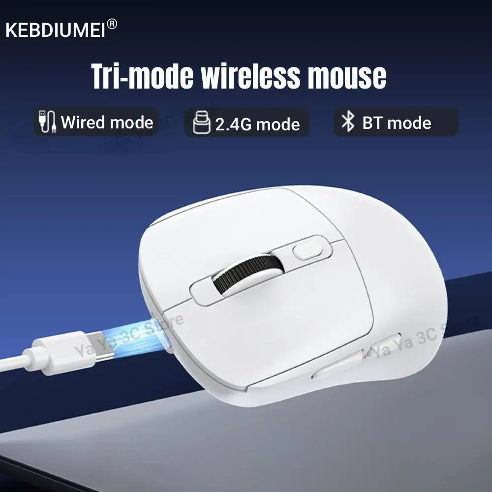 Tri-mode Wired/2.4GHz/BT Wireless Gaming Mouse Ergonomic 8000DPI 6 Mute Buttons Mouse for Gamer Computer Laptop iPad