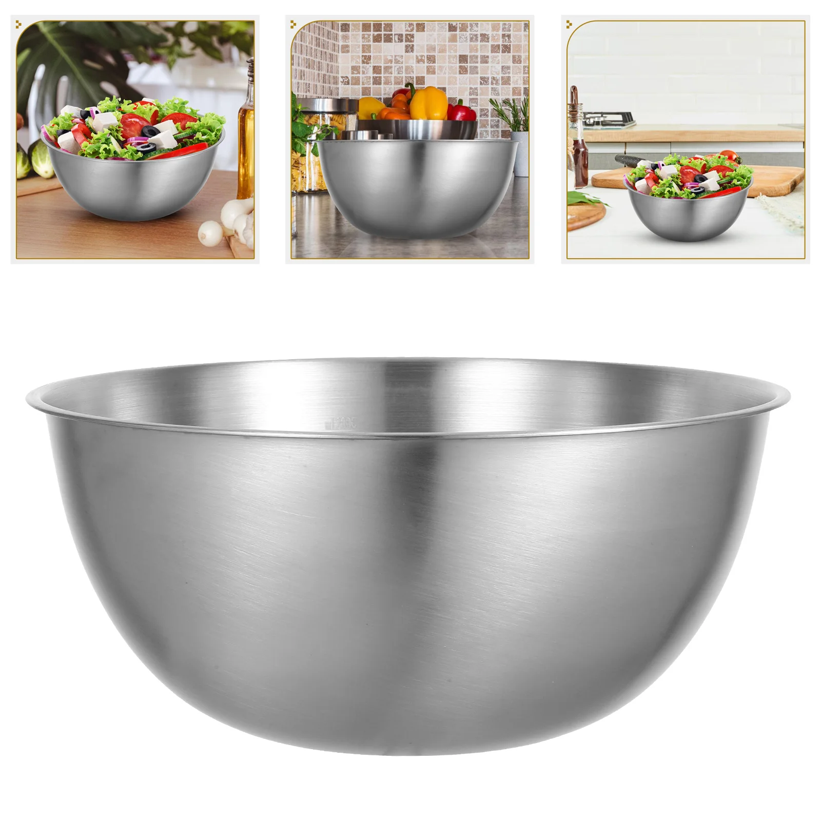 

2000Ml Stainless Steel Salad Mixing With Measurement Markings Kitchen Organizer Food Storage Bowl For Baking Cooking