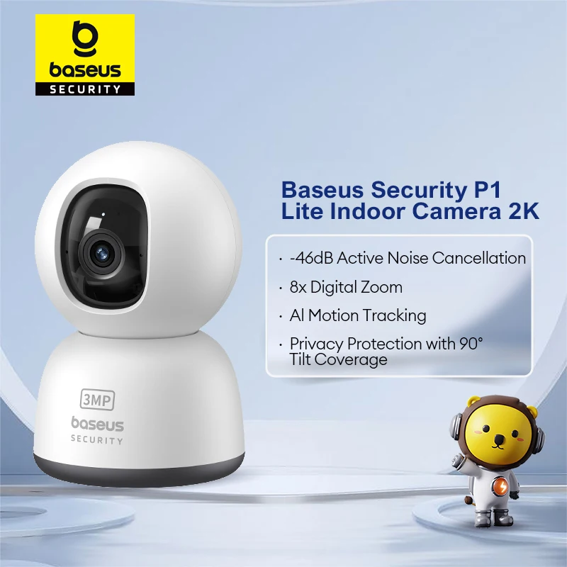 Baseus Security Camera 3MP 2K Pan&Tilt Home Protection Smart 2.4G WiFi IP Camera Wireless Home Security Full HD Auto AI Tracking