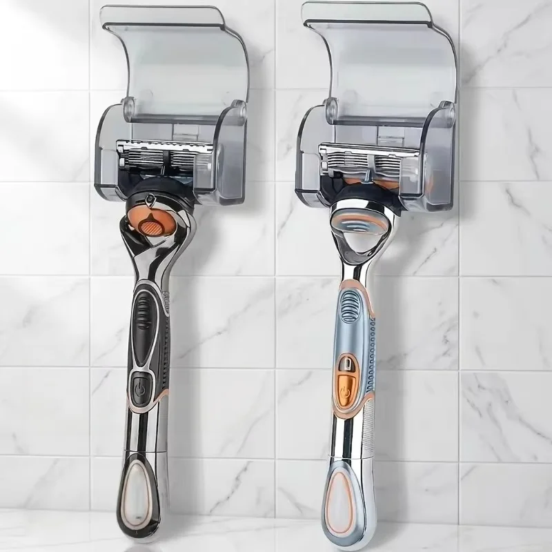 1pc Punch-free Razor Holder Shaver Storage Dust Cover Wall Mounted Shaver bracket Box Waterproof Bathroom Power Plug Hook