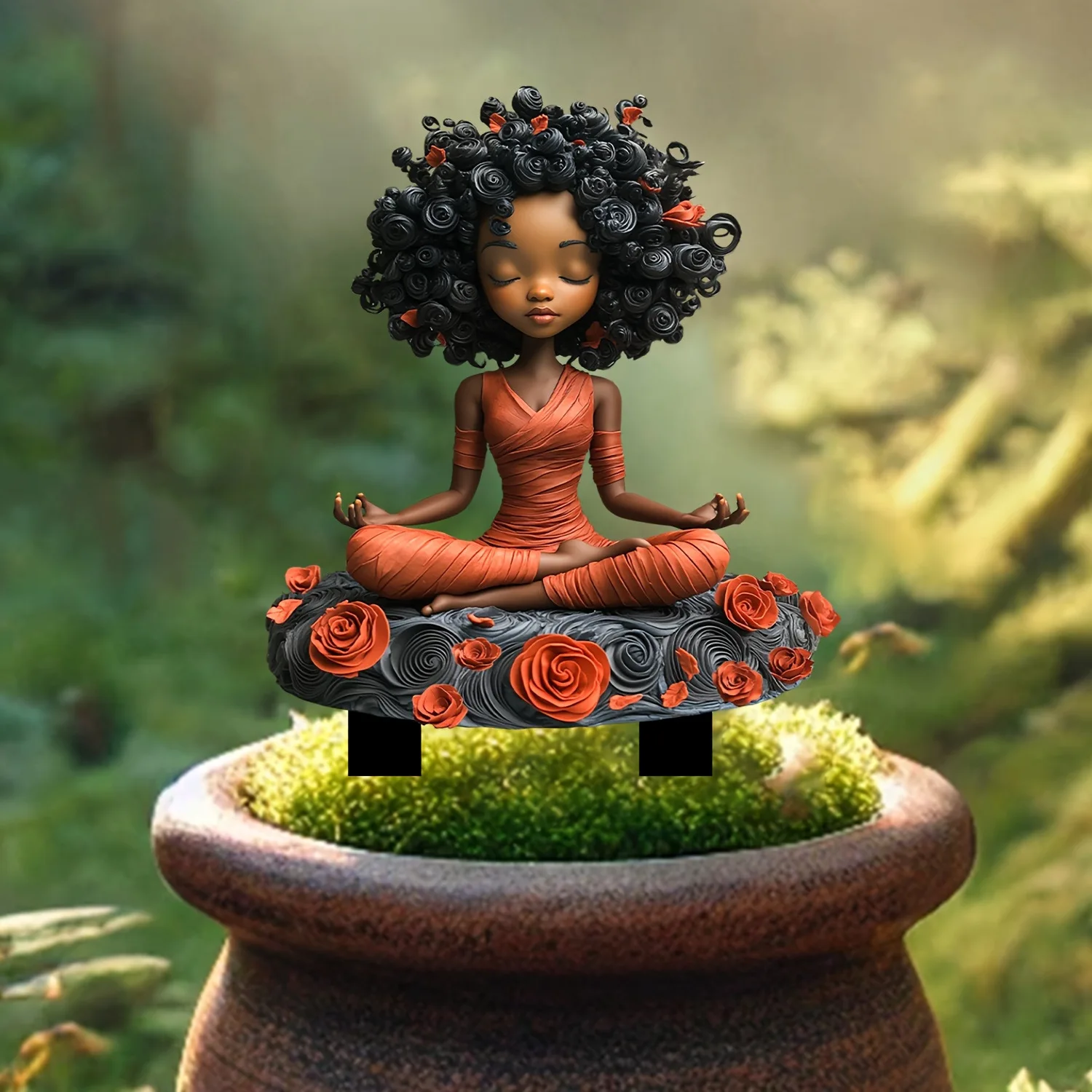 1 Stück bezaubernde Meditation Rose Mädchen Hof Dekoration Boden Einfügung und Keramik Dekoration. Geschenke für Familie und Partner