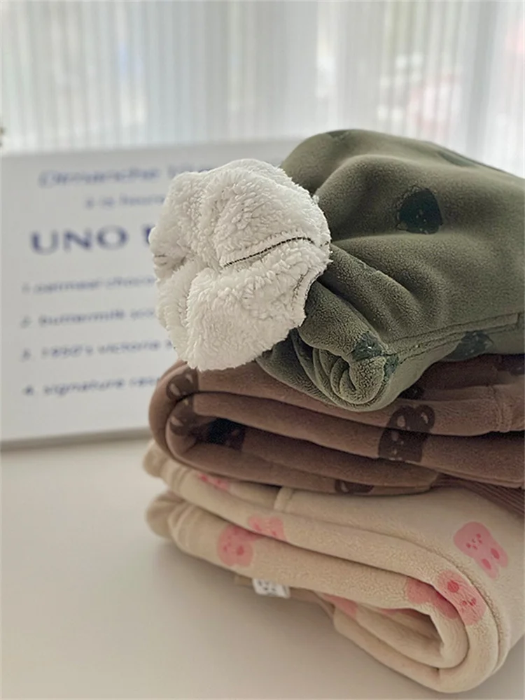 Thiened Fce Autunno Inverno Nuovi pantaloni sportivi casual per neonati e bambine Pantaloni in cotone caldo e carino