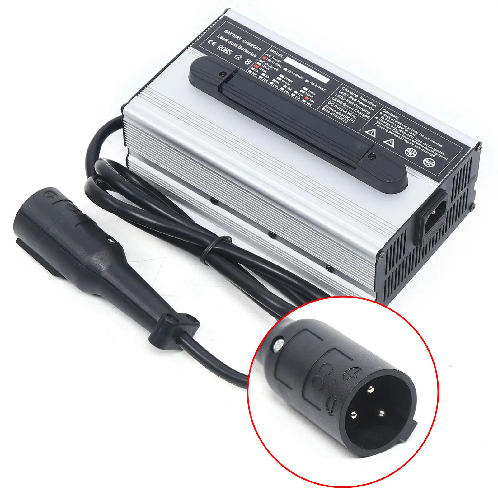 Chargeur de batterie pour voiturette de golf, 48V, 15 médailles, prise ronde à 3 broches, DS Pride Edent, utilisation en voiture de club, haute qualité