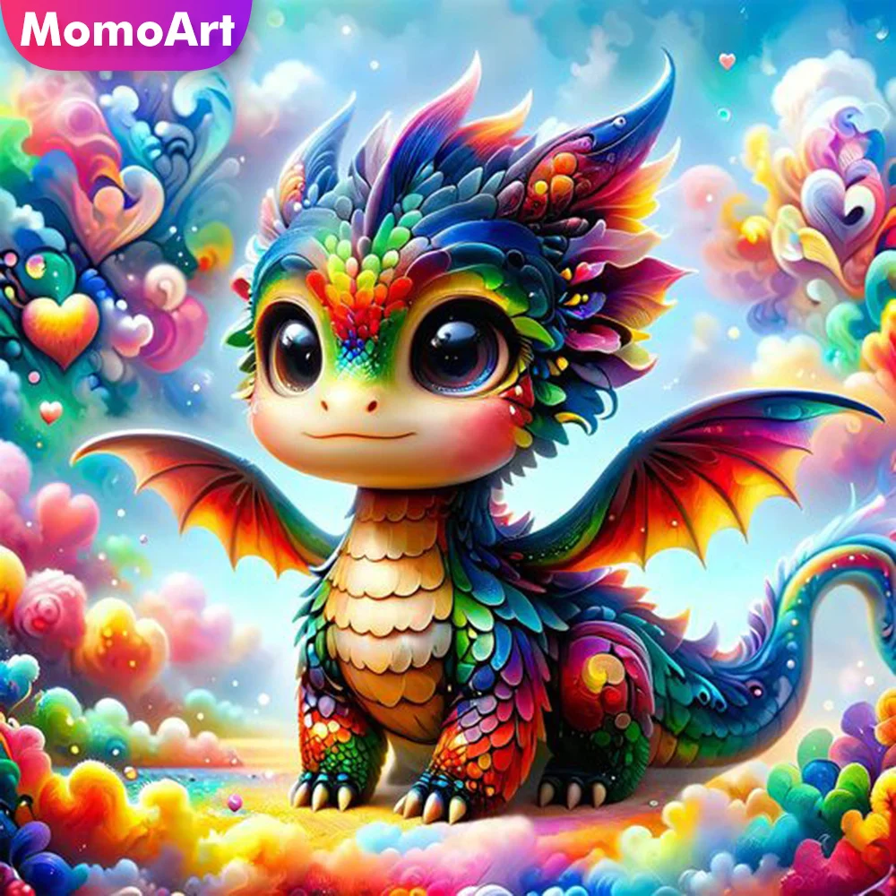 

Momoart полная квадратная круглая алмазная живопись дракон животное Новое поступление мозаика мультфильм ремесленный комплект вышивка подарок ручной работы