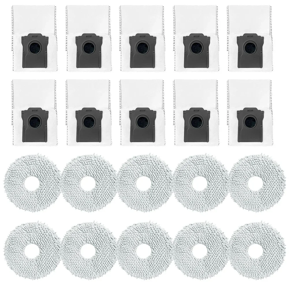 

10pcs Mop Pads &10pcs Dust Bags Compatible With For Mova E40 Ultra Robot Vacuum Cleaner Replacement Parts Disposable Accessories