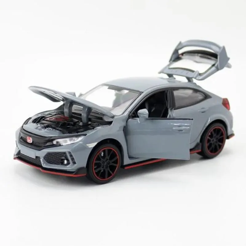 1/32 novo honda tipo r hatchback modelo de veículo de brinquedo liga fundida som luz puxar para trás carro esportivo brinquedos para presentes