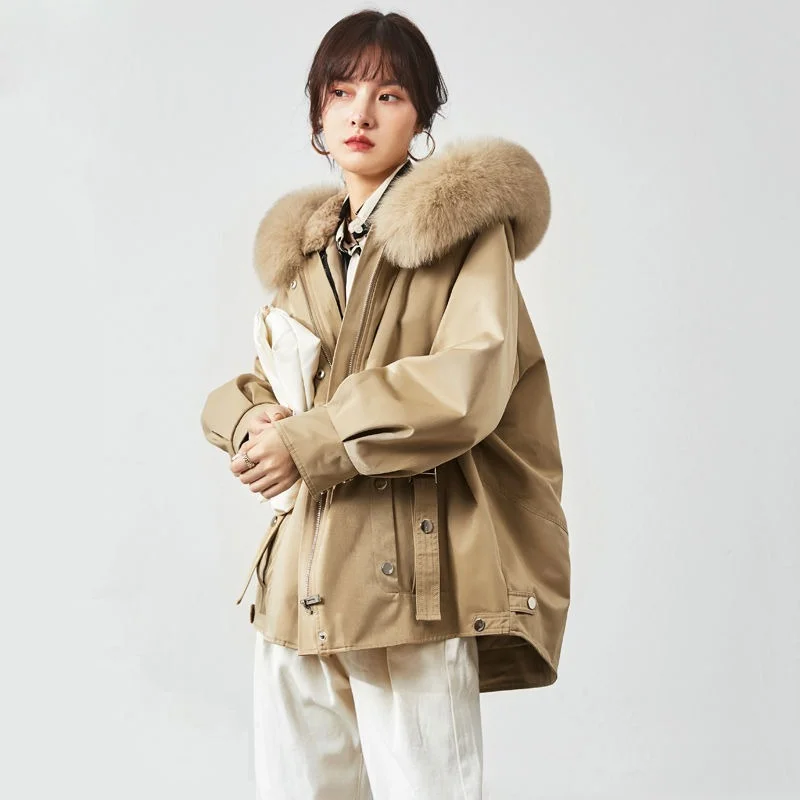 

Thick Warm Winter Coat Women Jacket Fur Lining Hooded Female Short Parkas Snow Wear Padded Clothes X795