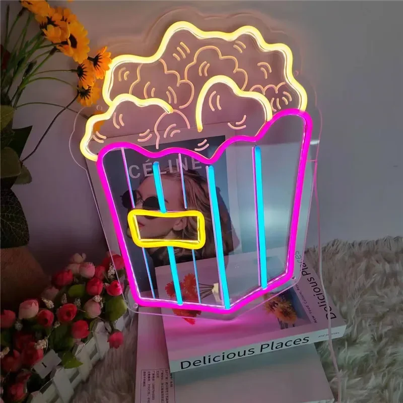 Led Neon Sign Hot Dog Pizza Ice Cream Restaurant Shop Open Decorations Holiday Party Wedding Night Light Home Wall Bar Christmas