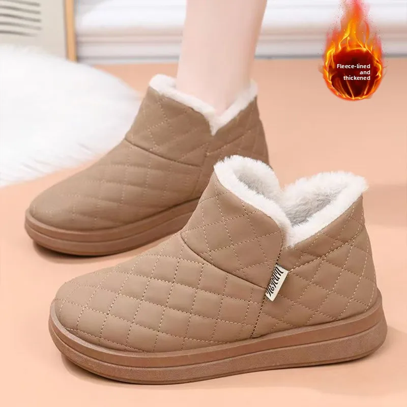 

Теплые ботильоны на подкладке Fce, зимние повседневные удобные хлопковые женские ботинки, зимние сапоги с защитой от холода Mom oes