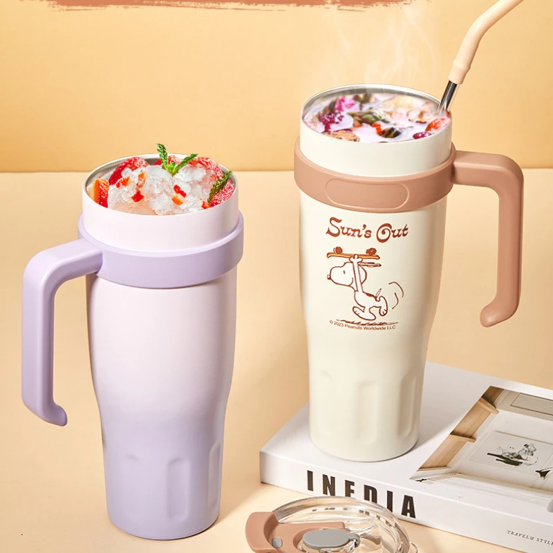 Anime snoopy copo de vácuo esportes fitness copo isolado e copo de gelo frio chaleira grande capacidade para estudantes presentes do feriado