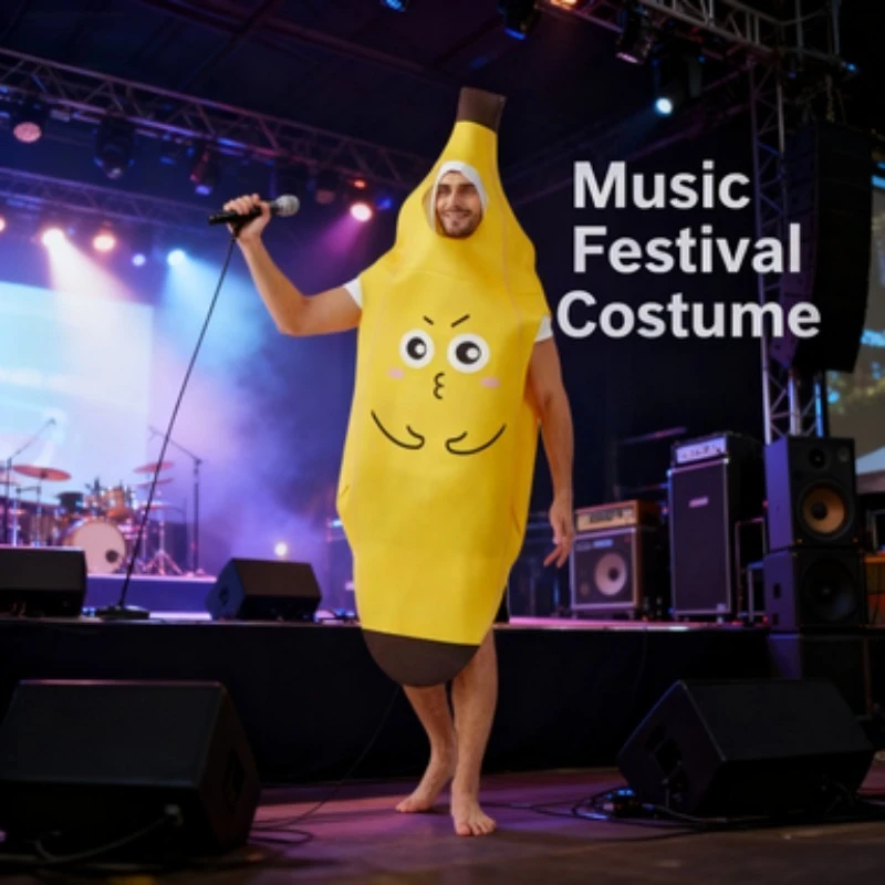 

Костюм банана унисекс на Хэллоуин: одна платье из двух частей, желтый пилинг, милый забавный костюм для ролевых игр
