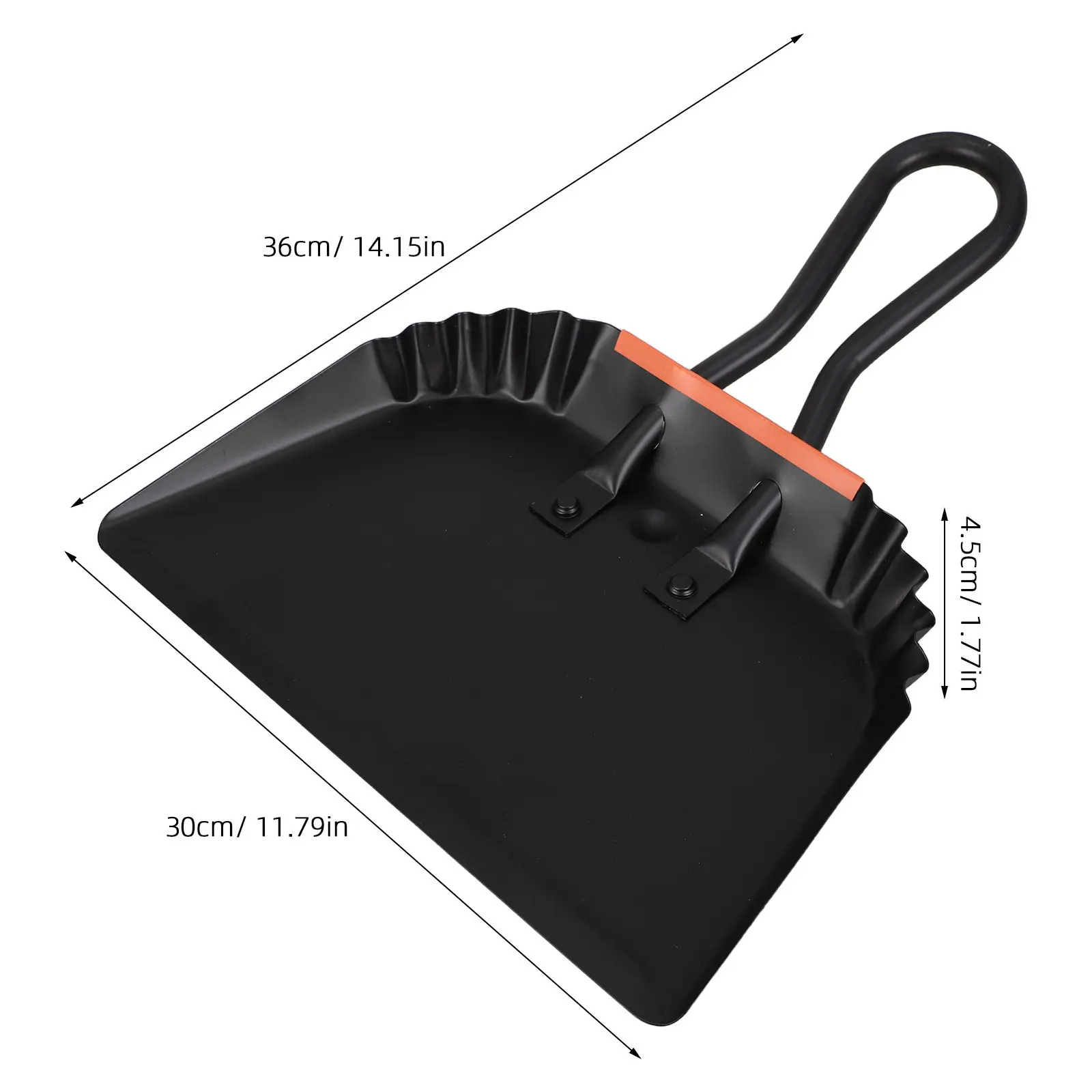 Ergonomic Lightweight Small Dust Pan with Handle Wide Curved Front Edge Metal Dustpan for Crumbs Pet Hair Kitchen Desk Office
