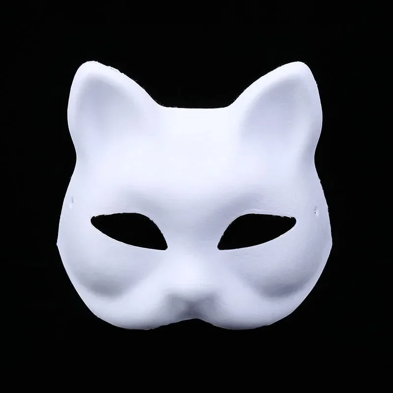 10pcs New White Pulp Unpainted Blank Fox Cat Face DIY Hand Painting Mask Birthday Party Wedding Festival