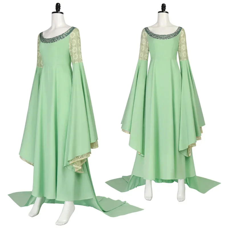 Arwen Cosplay Costume Green Long Dress for Halloween Party