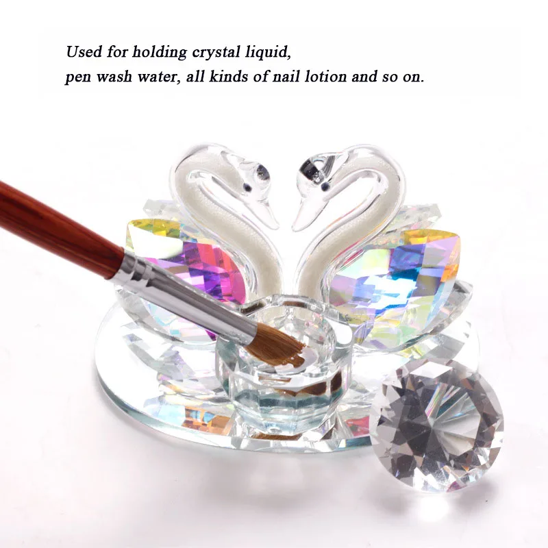 Swan Crystal Nail Cup High Transparent Crystal Container Cup for Nail Art Hand Model Shooting Works Decoration