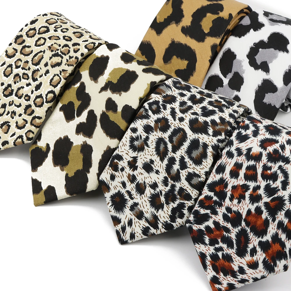 ربطة عنق قطنية كلاسيكية فنية بطبعة الفهد مقاس 7 سم للرجال والنساء، ربطة عنق رائعة، هدية لحفلات الزفاف