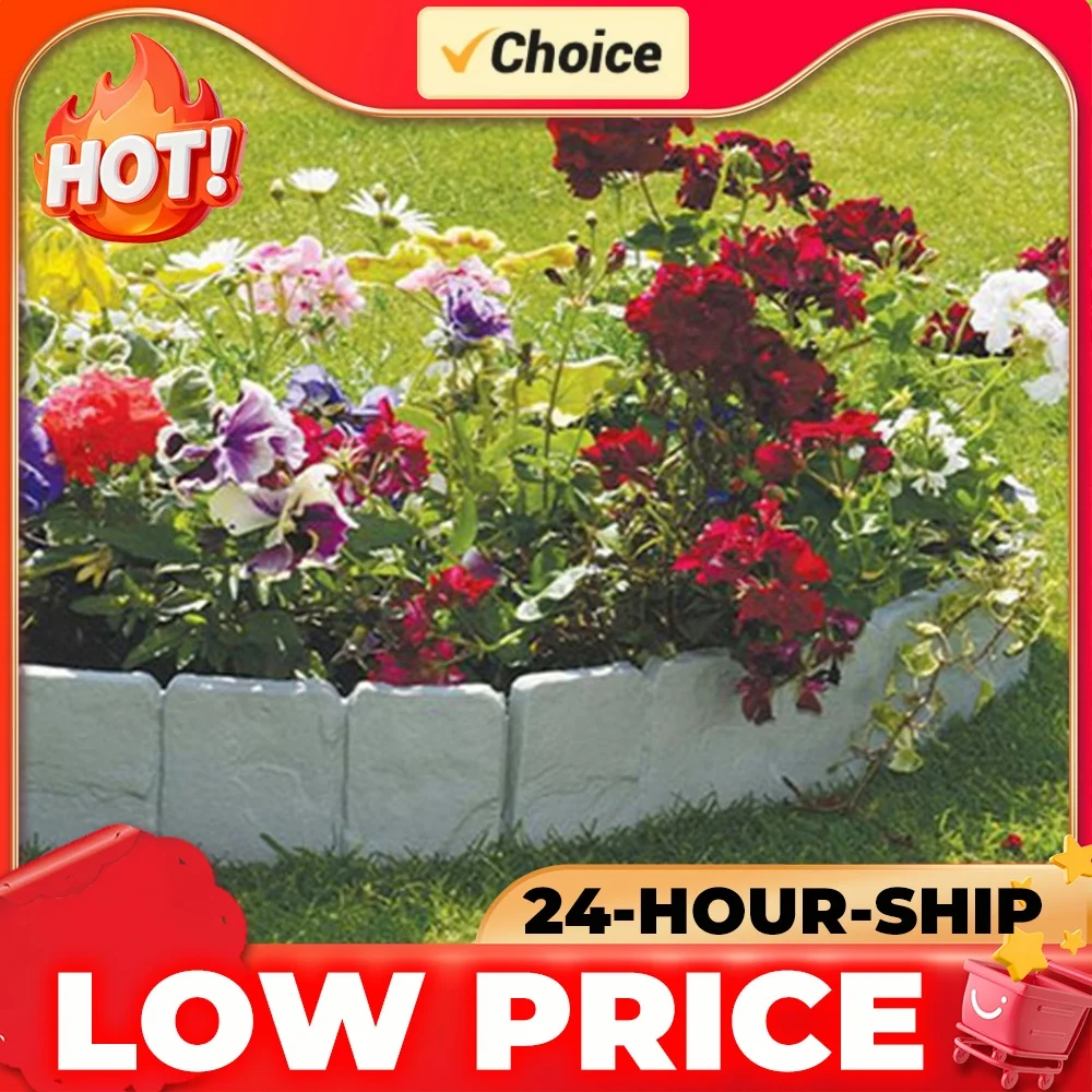 10pcs Garden Landscape Edging Borders DIY Plastic Garden Edging Set Lightweight Easy Installation for Outdoor Patio Balcony Yard