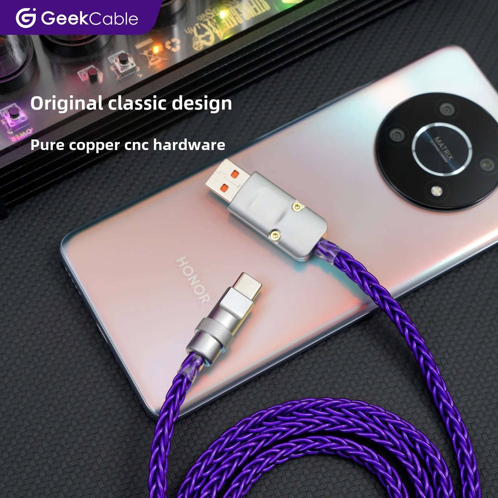 GeekBable Handcrafted 6A Android Single Crystal Copper Super Fast Charging Data Cable for Huawei Honor 88W