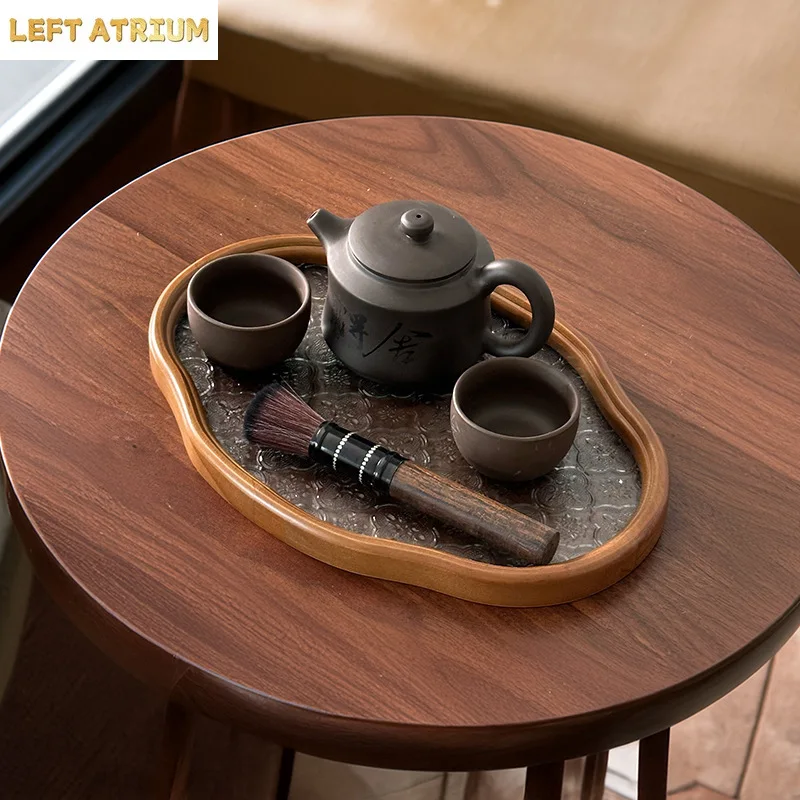 Vintage Wooden Tray with Embossed Glass,Irregular Cloud Shape Decorative Tray,Vanity Tray for Perfume, Jewelry, Cosmetics, Home