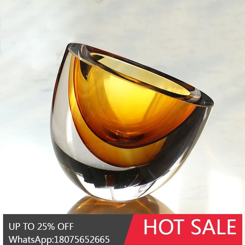 HLZ Creative Wave Round Mouth Straight Decorative Vase Villa Decorative Glass Vase Flower Vessel