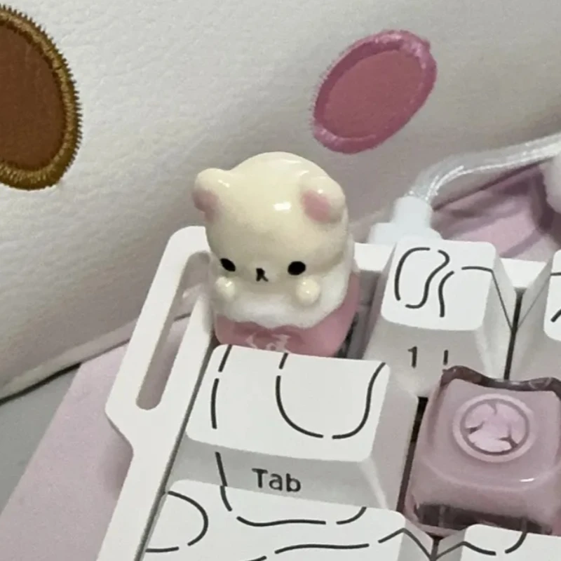 Kawaii Rilakkuma Keycaps Relax Bear Artisan Anime Keycap for Mechanical Keyboards Ultimate Desk Setup Essential Gift for Girl