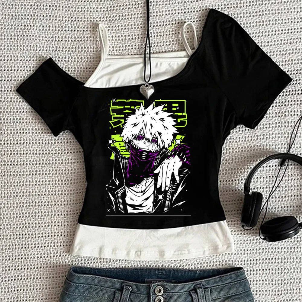 My Hero Academia crop top girl streetwear scene  manga kawaii japanese shirt harajuku gyaru kawaii jojifuku vintage