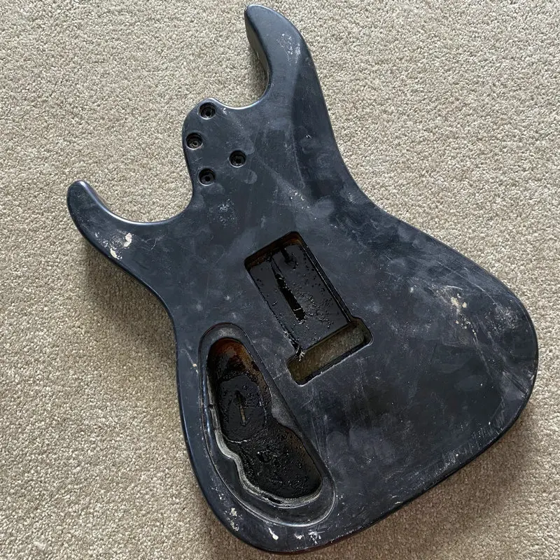 FB571 Unfinished Electric Guitar Body Custom Order HSH Pickups Black Color Solid Wood DIY Replace Guitar Parts Damages