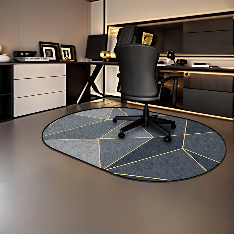 Modern Geometric Oval Carpet Light Luxury Computer Chair Mat Non-slip Study Entrance Rug Decoration Bedroom Carpet Home Alfombra