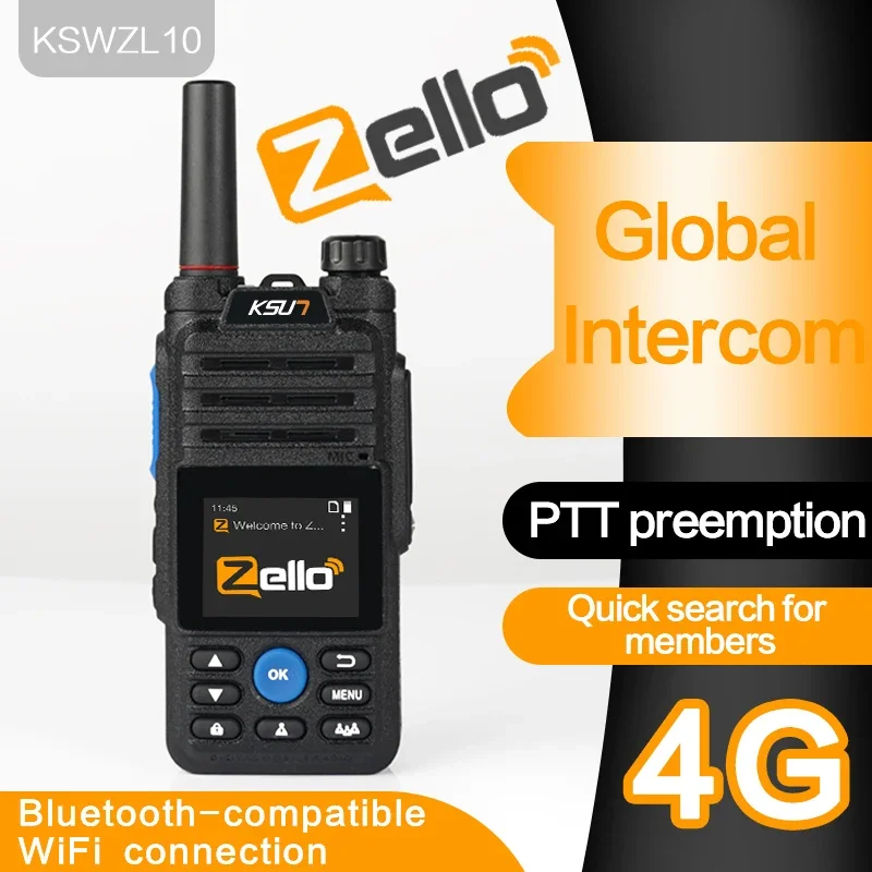 Android SIM Card 4G 3G GSM Network Radio WIFI Blue tooth POC Transceiver Long Range Woki Toki ZL10 Zello PTT Walkie talkie