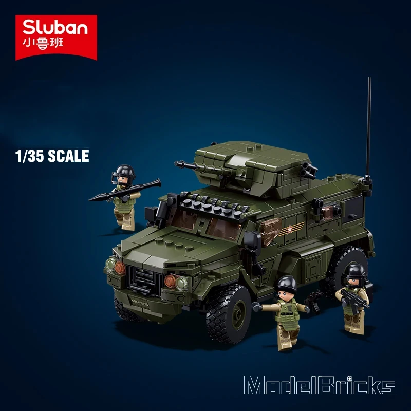 519PCS Military VDVS Assault Armored Vehicle Car Model Building Blocks Sets With 4 Figures Dolls Educational Toys Gifts For Kids