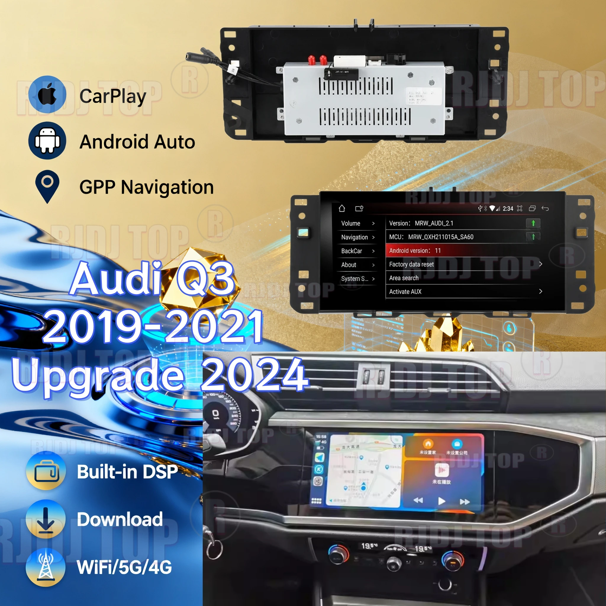 

10.1" Android 14 For Audi Q3 Q3L 2019 2020 2021 Upgrade 2024 Car Radio Carplay GPS IPS Multimedia Player Stereo Screen Head Unit