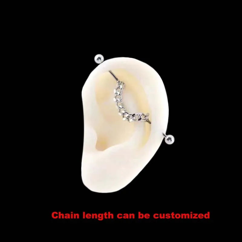 1PC Stainless Steel Chain Industrial Piercing Floating Industrial Scaffold Segmented Ear Piercing No-allergic Body Jewelry