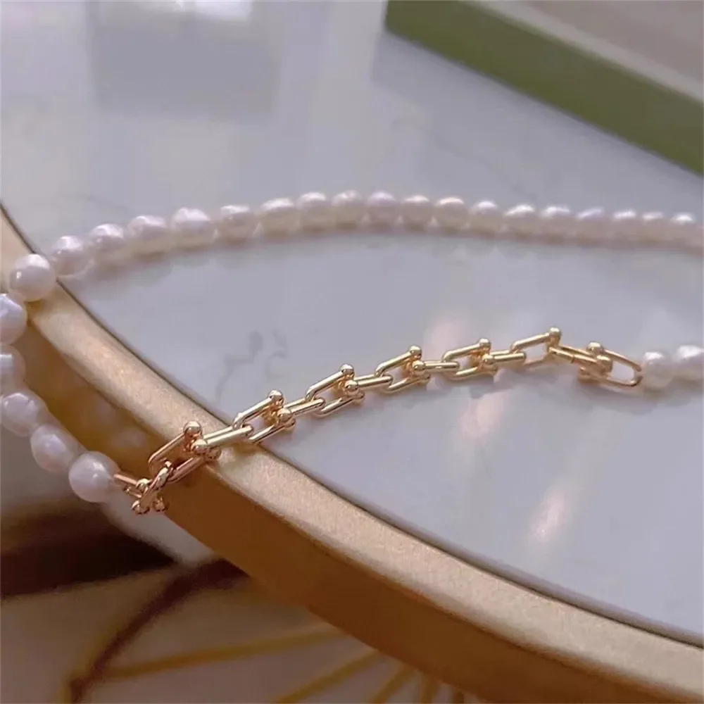 

DIY Pearl Gadgets S925 Sterling Silver Single Breasted Necklace Clasp Gold Silver Fashion Chain Handmade Beaded Clasp K266