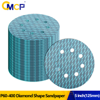 CMCP 5 inch(125mm)  Diamond Shape Orbital Sander Sandpaper Sanding Disc Grit 60-400 8 Hole Hook and Loop Pads Abrasive Tools