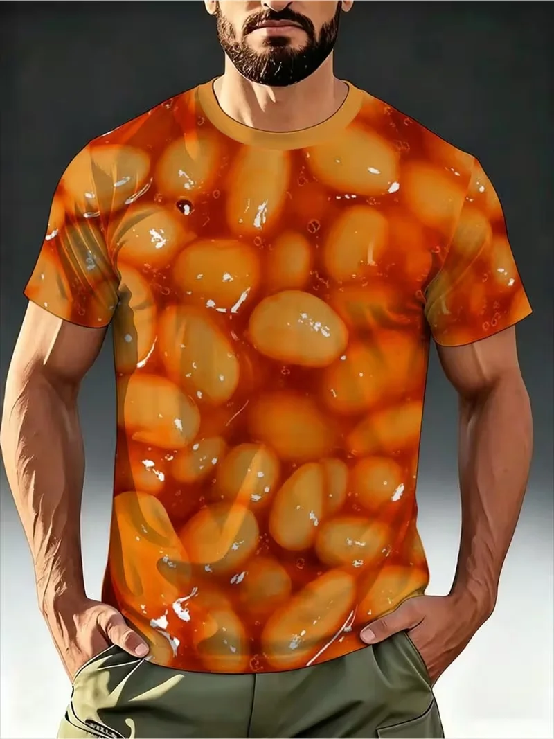 Delicious Food Pattern T-shirt For Men Cool 3D Printed Funny Summer T Shirts Tops Loose Short Sleeves Women Round Neck Tees New
