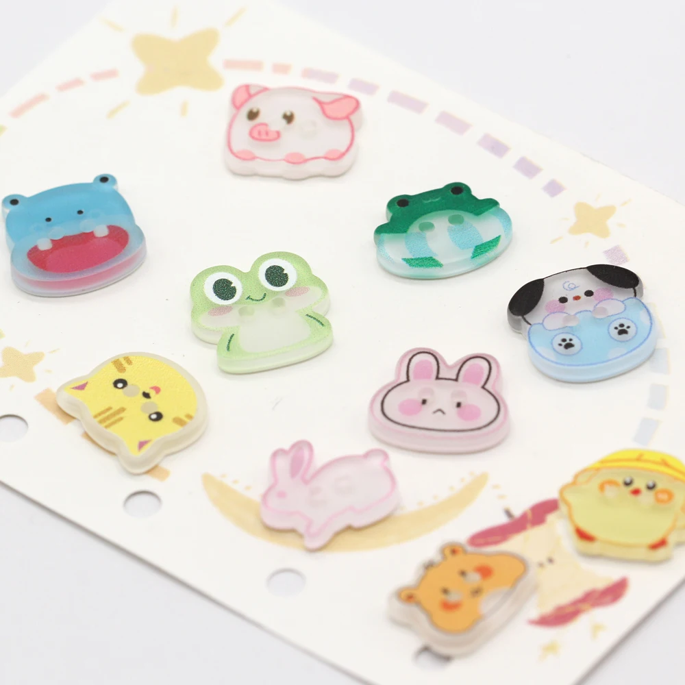 HENGC 15mm Cartoon Animal Shape Resin Buttons for Clothing Cute Shirt Blouse Journal Doll DIY Crafts Sewing Accessories