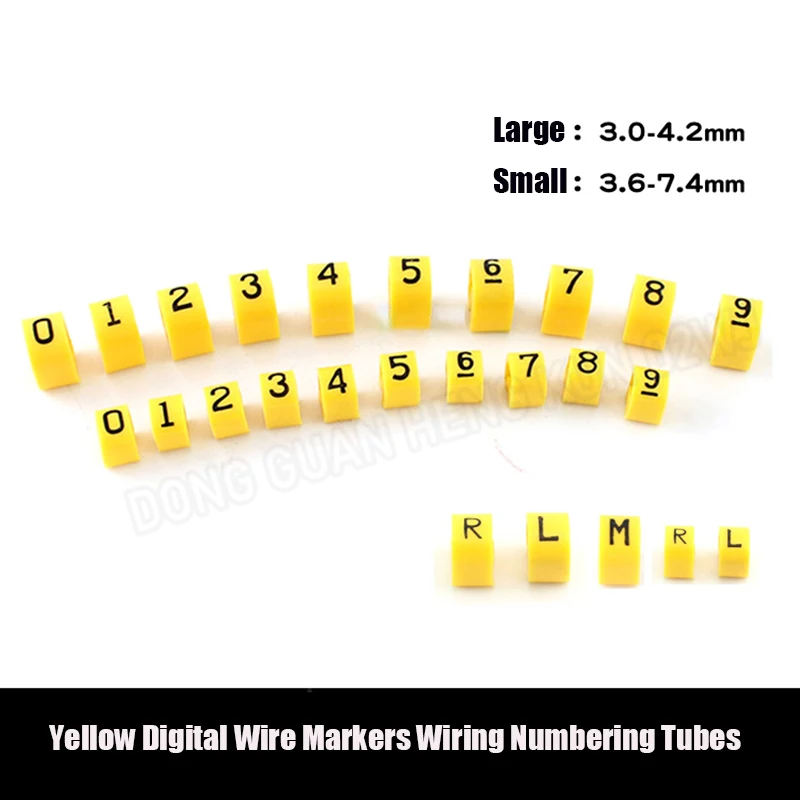 5 PCS Yellow Digital Wire Markers Wiring Numbering Tubes Multichannel Cable Audio Wire Marking Sleeves Labels