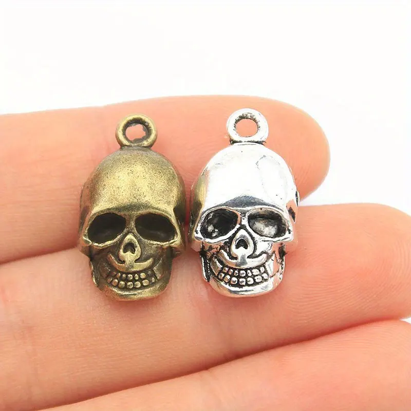 12 Stück Retro Totenkopf-Anhänger aus Legierung, DIY Halloween Schmuckzubehör, Kleinteile für handgemachtes Kunsthandwerk – Detail 6