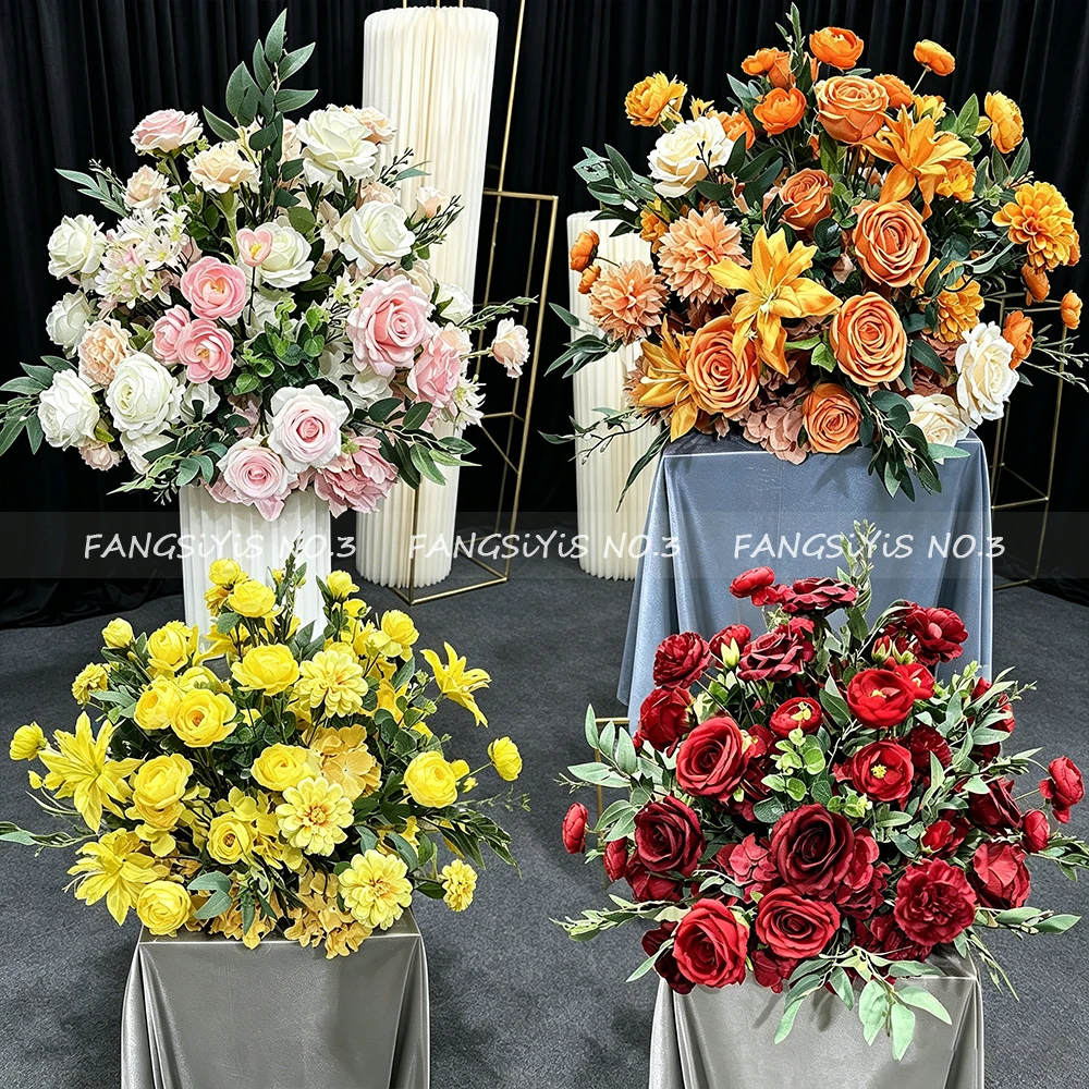 

70/60/50/30cm Artificial Flower Wedding Pink Large Ball Table Centerpiece for Event Decor Road Lead Floral Arrangement Bouquet