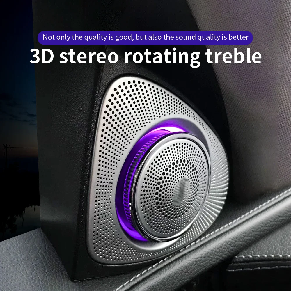 For Mercedes Benz W205 GLC X253 W213 W222 LED Ambient Lights 3D Rotation Glow Tweeter Speaker Atmosphere Luminous Horn Refit Kit