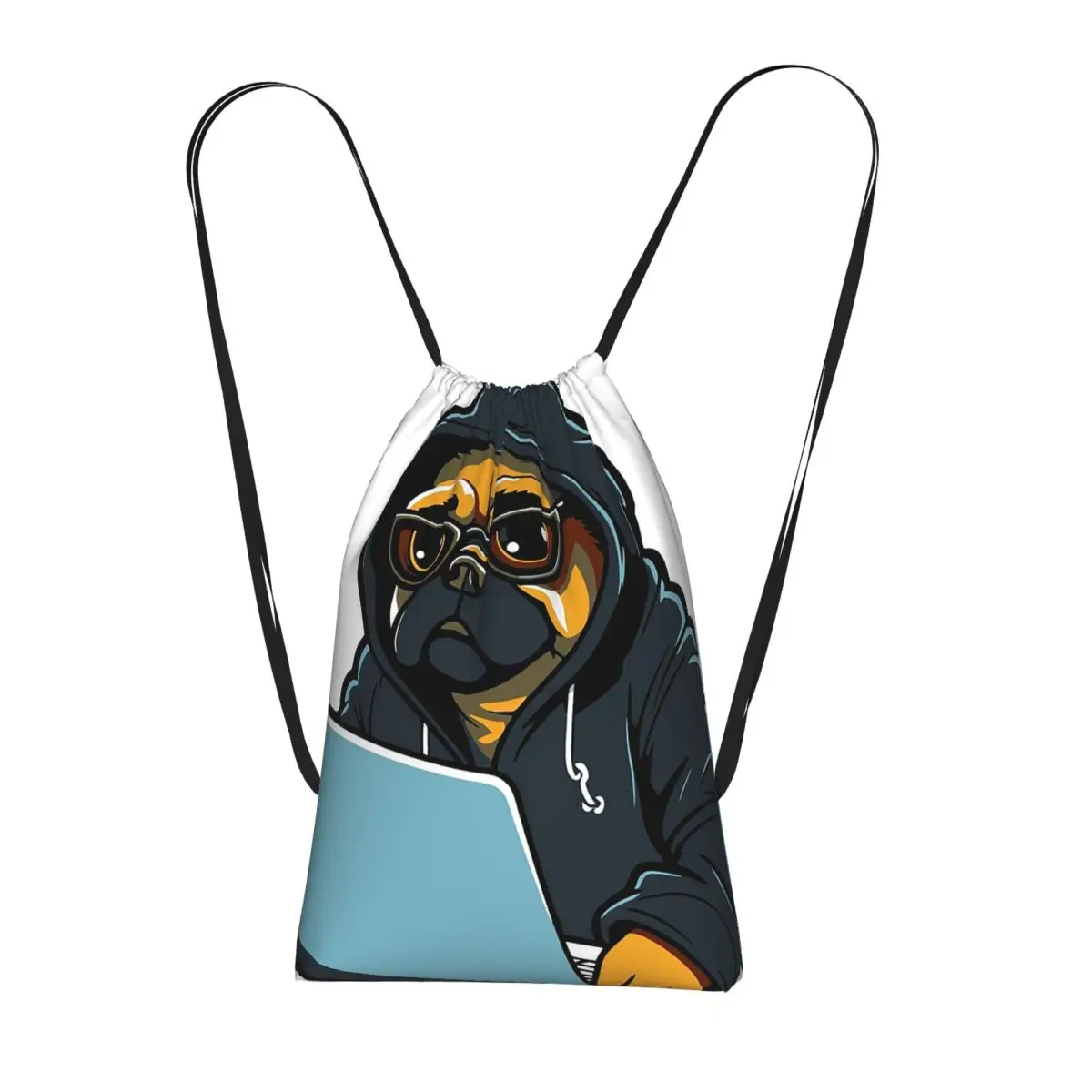 Cute Dog Puppy Looks At Computer Backpacks Multi-function Drawstring Bundle Pocket Sports Bag Book Bags for Man Woman School