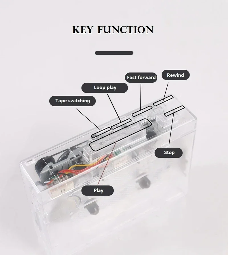 Imagem -03 - Jogador de Fita Transparente com Bluetooth fm Estéreo Retro Leitor de Música Reverso Automático Walkman Nostalgia Áudio