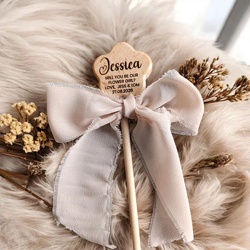 

Will You Be My Flower Girl Proposal Wand Personalized Fairy Magic Wooden Wand Flower Girl Thank You Gift Sister Keepsake